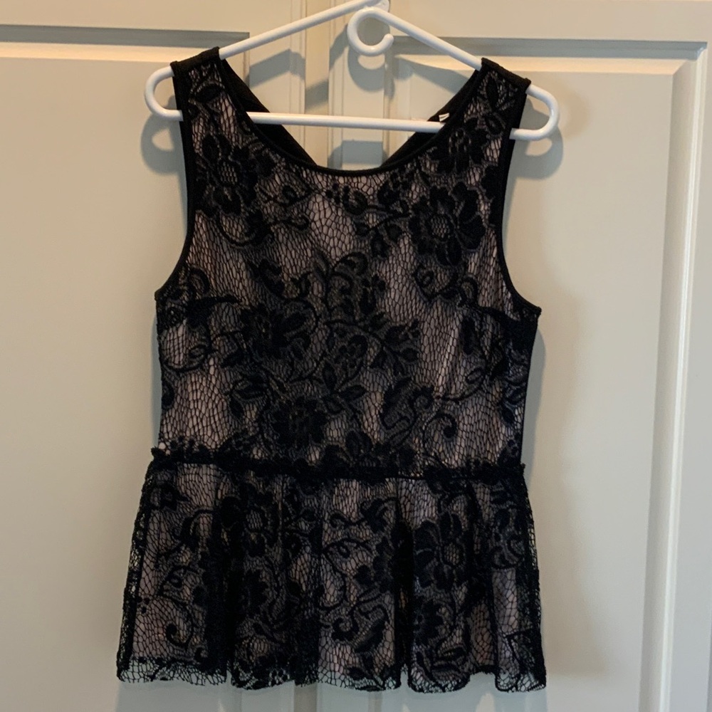 Deletta Black Floral Lace Tank Top